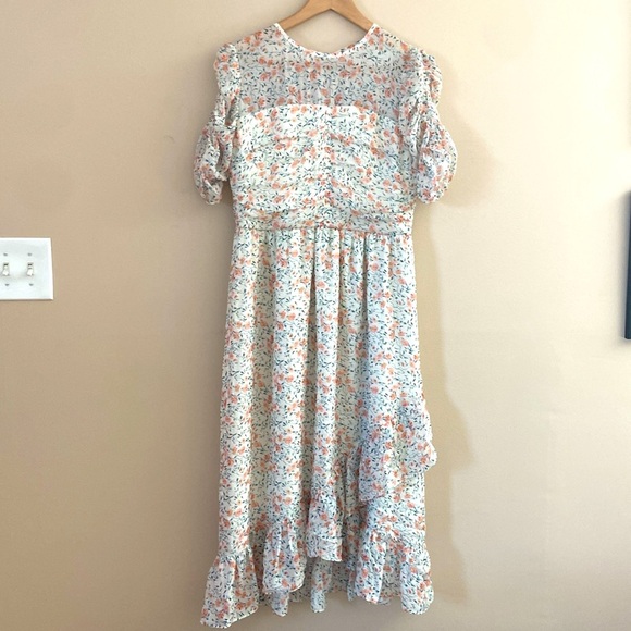 Shoshanna- Silk Chiffon Floral Ruffle Hem Garden Dress - Picture 2 of 9